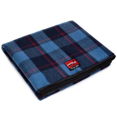 Classic Wool Picnic Blanket Plaid Sky Blue