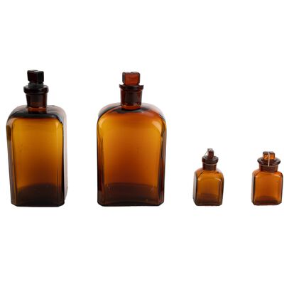 Czech Glass Square Bottle Set 4pc