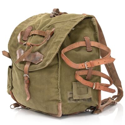 Romanian Military Canvas Backpack with Leather Straps [6 Backpacks/Unit], , large